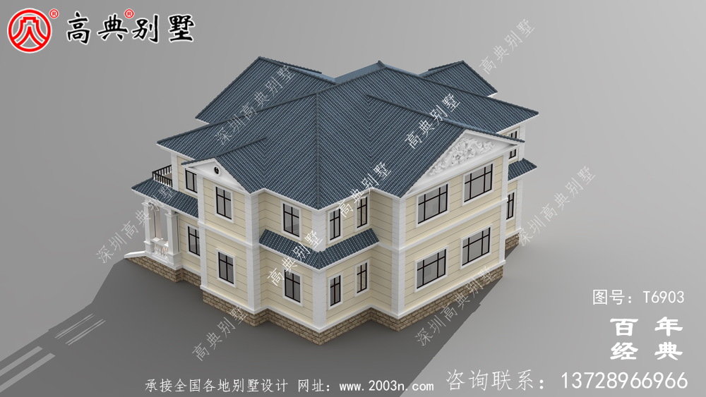 兩層雙拼歐式別墅圖紙及效果圖_農村兩層雙拼自建房設計圖