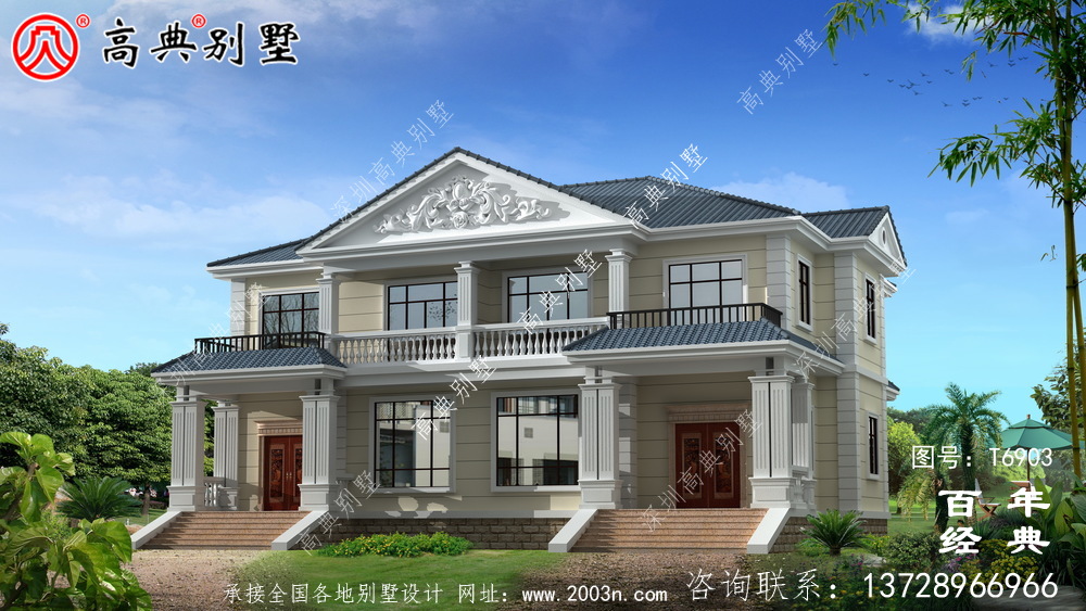 兩層雙拼歐式別墅圖紙及效果圖_農村兩層雙拼自建房設計圖 兩層雙拼歐式別墅圖紙及效果圖_農村兩層雙拼自建房設計圖