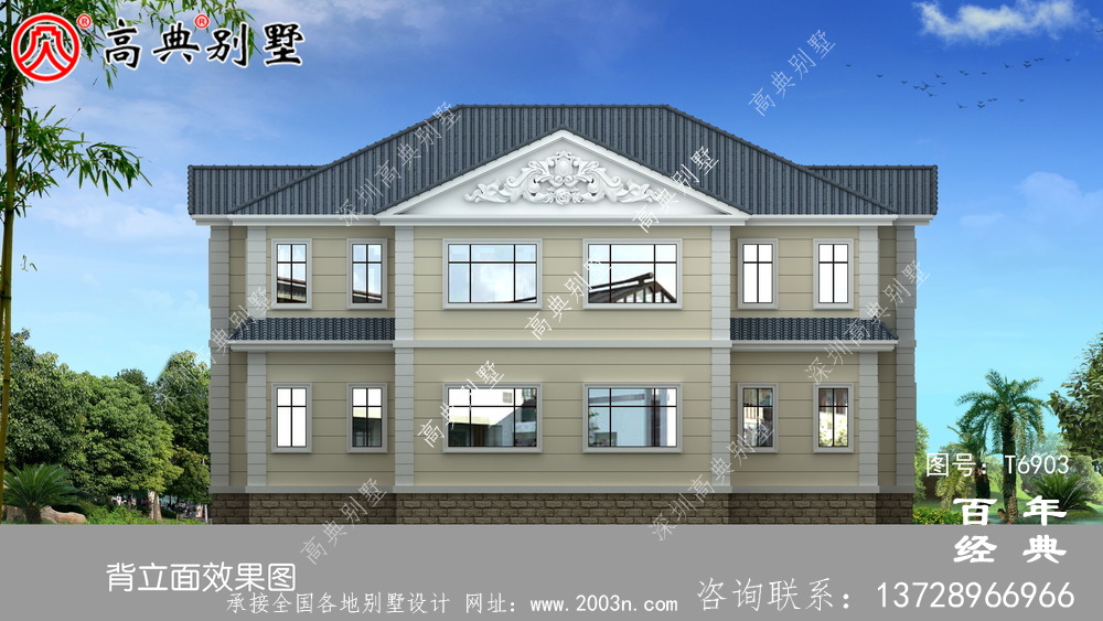 兩層雙拼歐式別墅圖紙及效果圖_農村兩層雙拼自建房設計圖