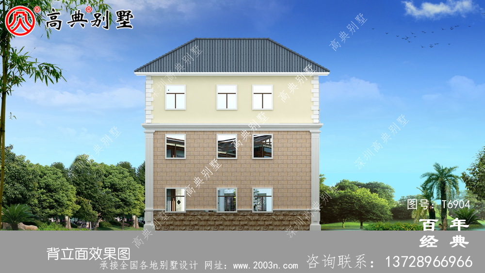 歐洲三層復式別墅帶露臺設計圖紙_三層別墅圖紙