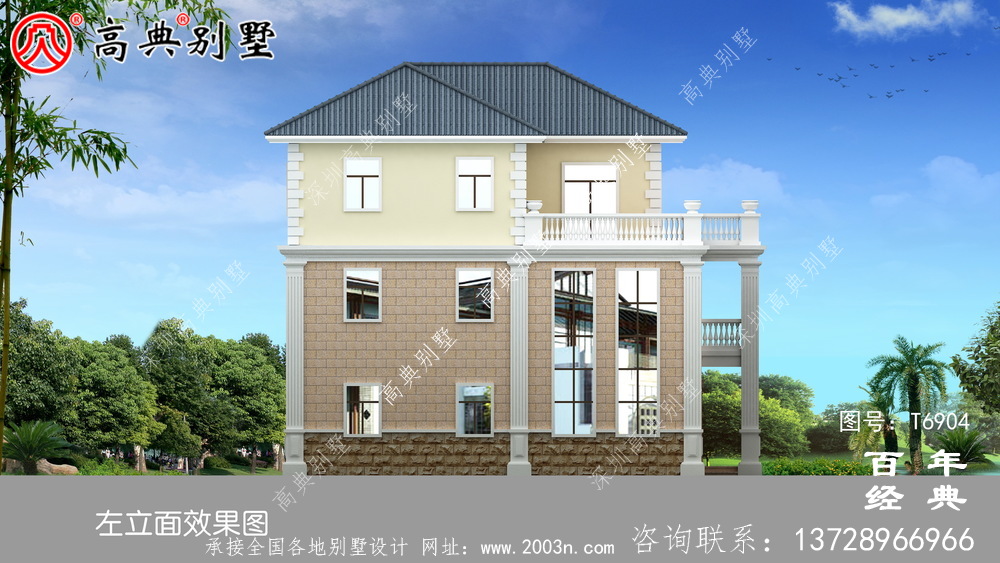 歐洲三層復式別墅帶露臺設計圖紙_三層別墅圖紙