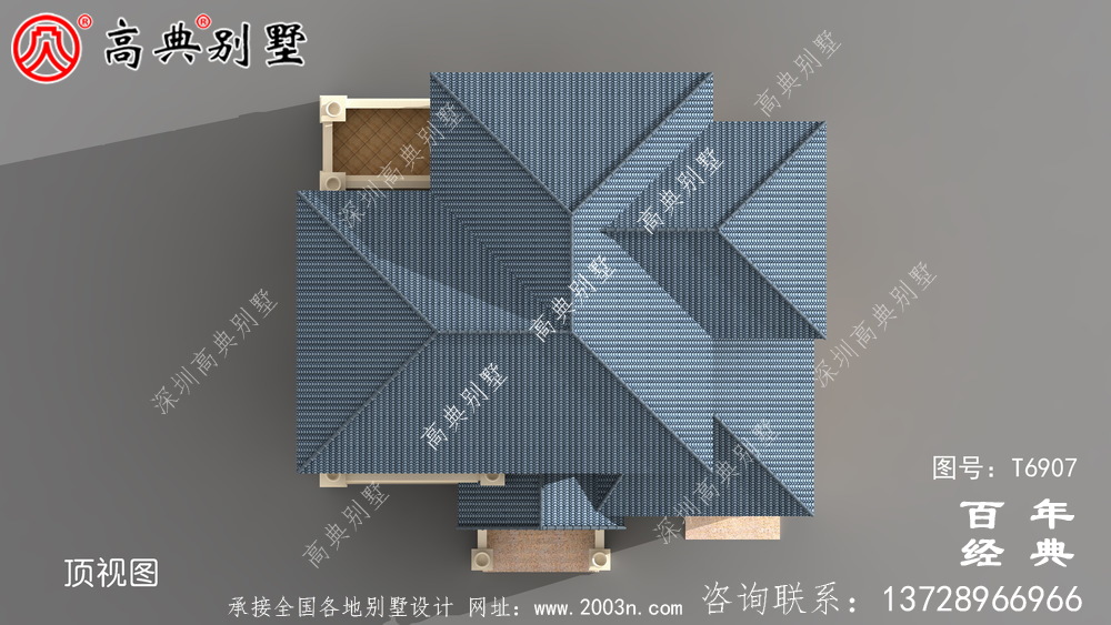 歐洲三層復式別墅帶露臺設計圖紙_三層別墅效果圖紙
