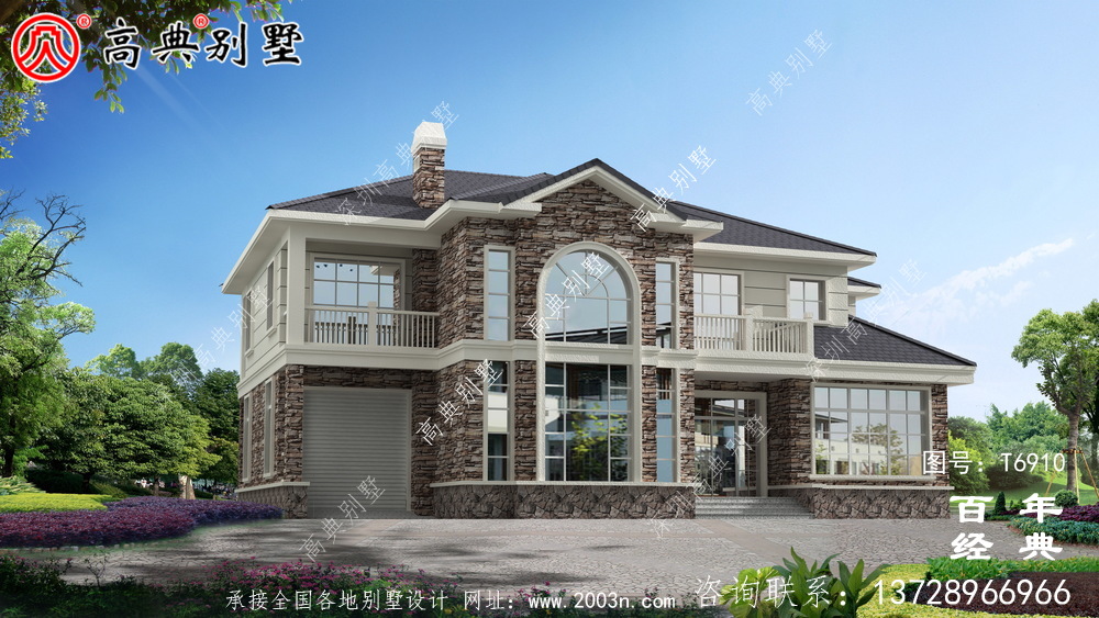 歐洲兩層復式別墅帶露臺設計圖紙_l兩層別墅效果圖紙