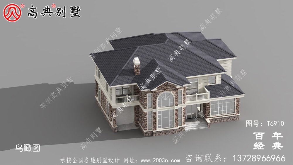 歐洲兩層復式別墅帶露臺設計圖紙_l兩層別墅效果圖紙