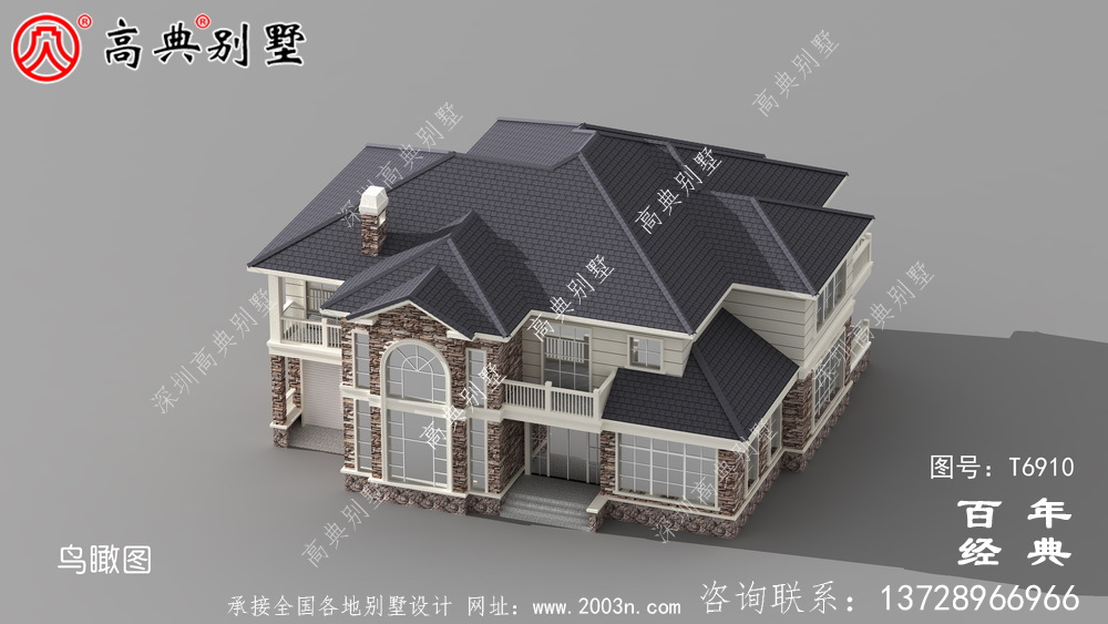 歐洲兩層復式別墅帶露臺設計圖紙_l兩層別墅效果圖紙