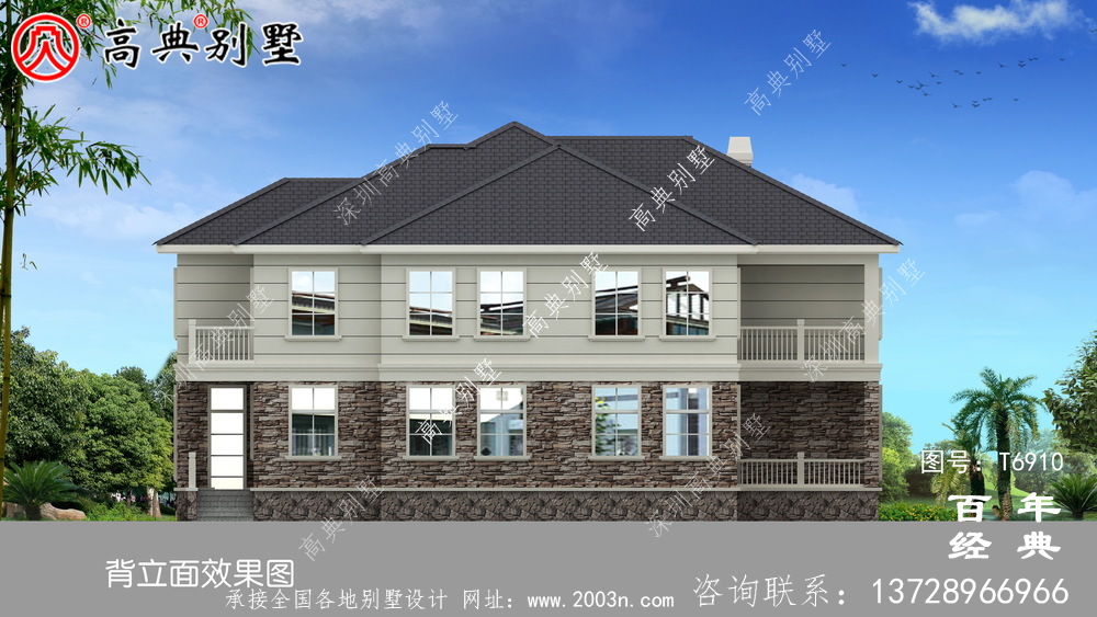 歐洲兩層復式別墅帶露臺設計圖紙_l兩層別墅效果圖紙
