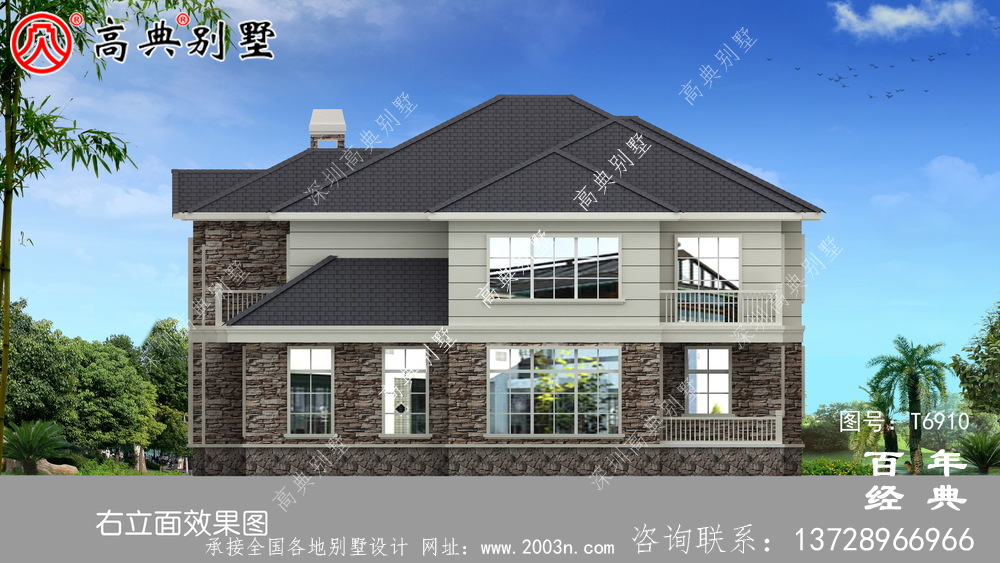 歐洲兩層復式別墅帶露臺設計圖紙_l兩層別墅效果圖紙