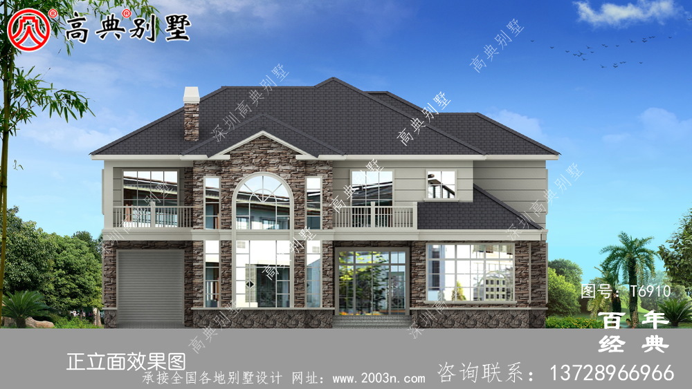 歐洲兩層復式別墅帶露臺設計圖紙_l兩層別墅效果圖紙