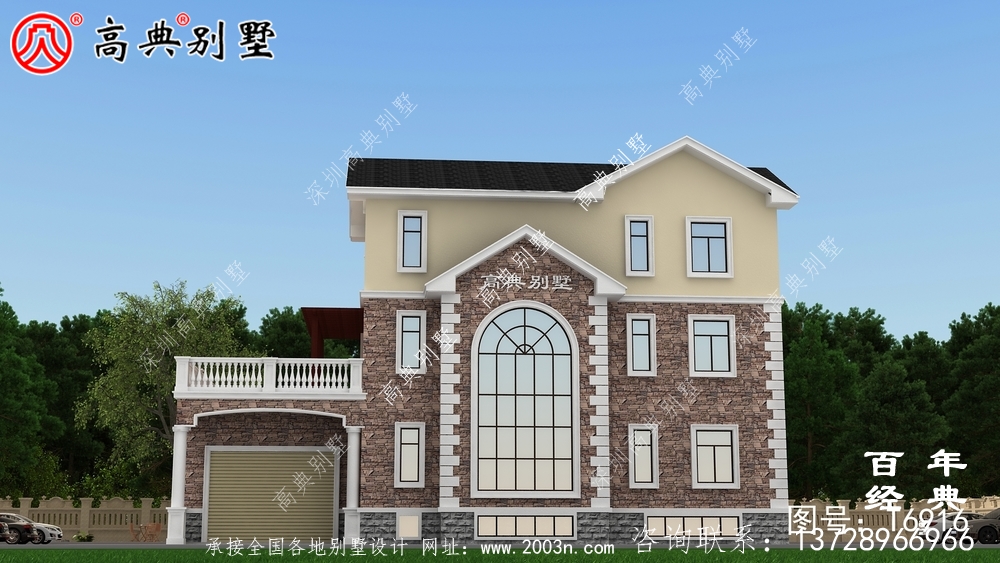 農村復式三層別墅設計圖與效果圖_三層鄉村住宅設計圖
