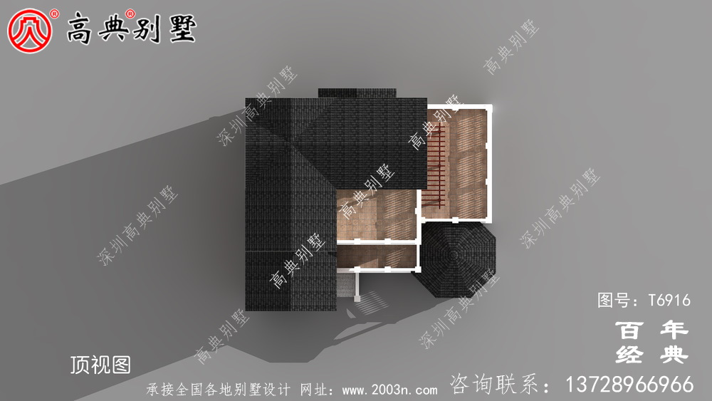 農村復式三層別墅設計圖與效果圖_三層鄉村住宅設計圖