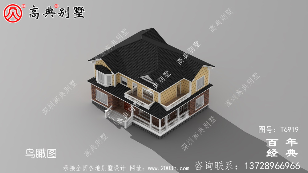 新農村建設兩層帶陽臺別墅設計圖紙及設計效果圖_兩層農村房屋設計圖紙