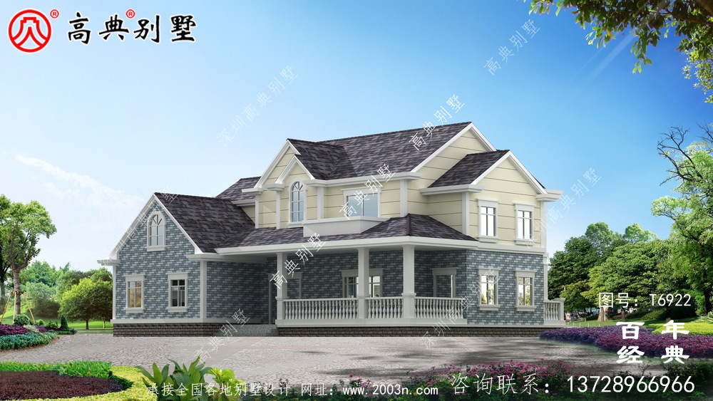 美式兩層歐式別墅設計效果圖_兩層農村房屋設計圖紙