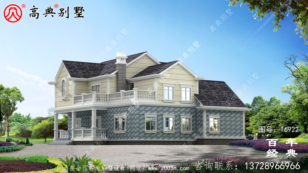 美式兩層歐式別墅設計效果圖_兩層農村房屋設計圖紙
