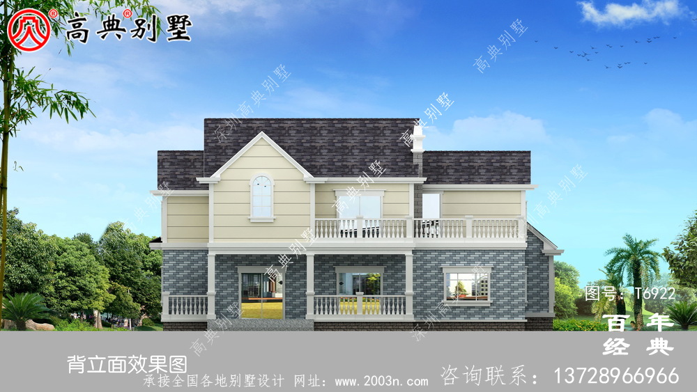 美式兩層歐式別墅設計效果圖_兩層農村房屋設計圖紙