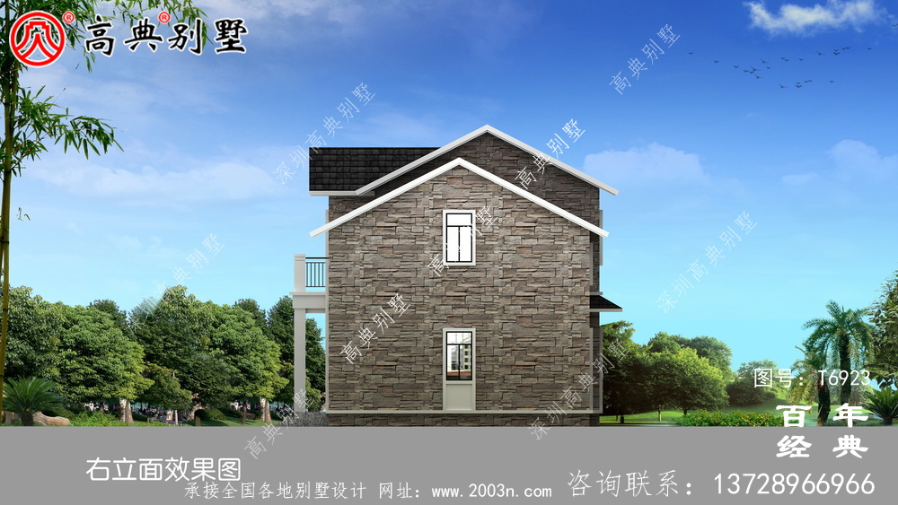 新歐式二層帶露臺別墅設計效果圖及施工圖_農村兩層別墅設計圖紙