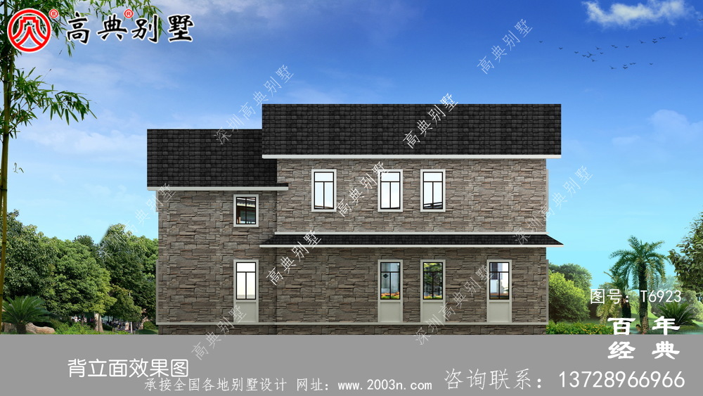 新歐式二層帶露臺別墅設計效果圖及施工圖_農村兩層別墅設計圖紙