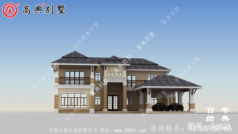 歐式二層帶露臺別墅設計效果圖及施工圖_農村兩層別墅設計圖 歐式二層帶露臺別墅設計效果圖及施工圖_農村兩層別墅設計圖