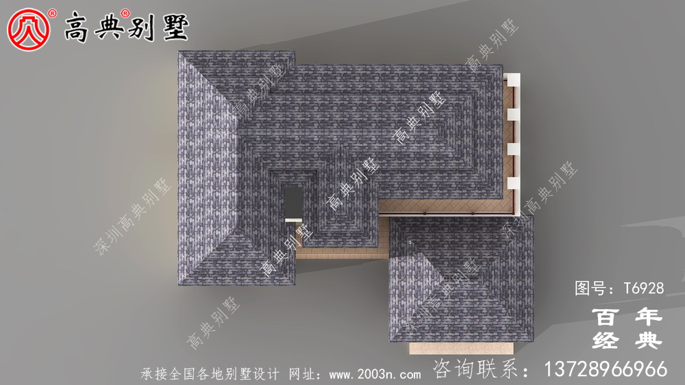 歐式二層帶露臺別墅設計效果圖及施工圖_農村兩層別墅設計圖