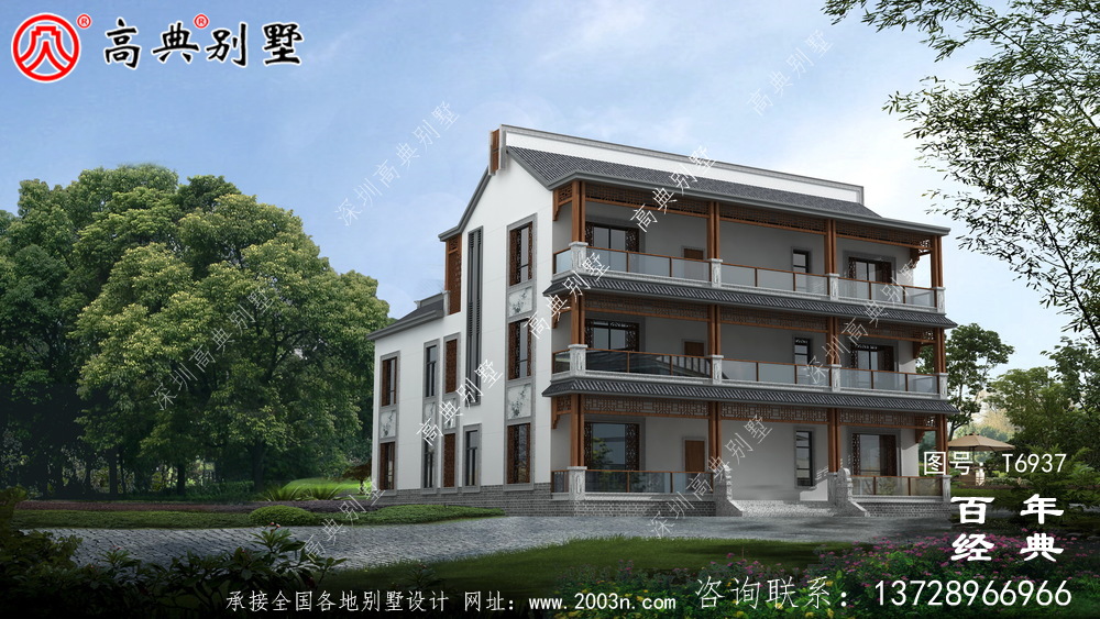 新中式實用三層鄉村建造房屋設計圖紙_鄉村別墅設計圖
