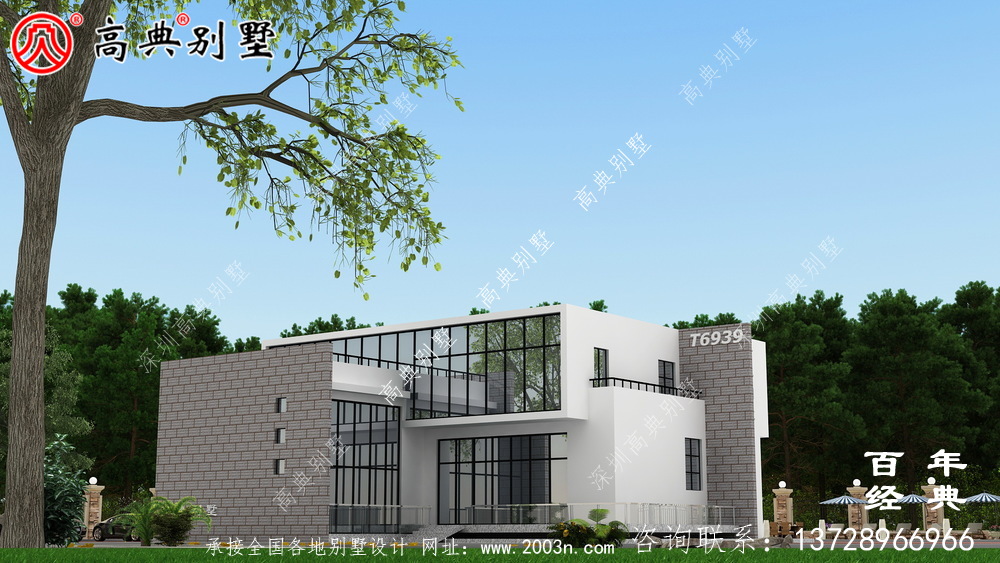 現(xiàn)代兩層別墅外觀設(shè)計圖_農(nóng)村別墅設(shè)計圖