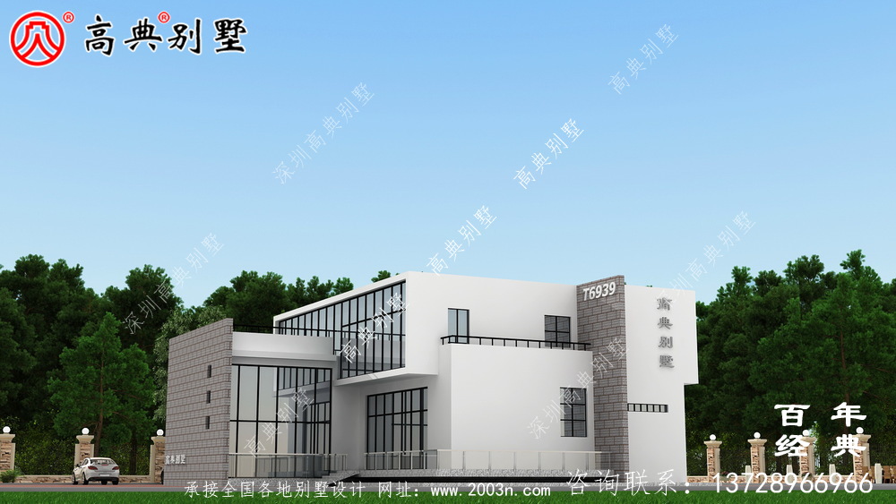 現(xiàn)代兩層別墅外觀設(shè)計圖_農(nóng)村別墅設(shè)計圖