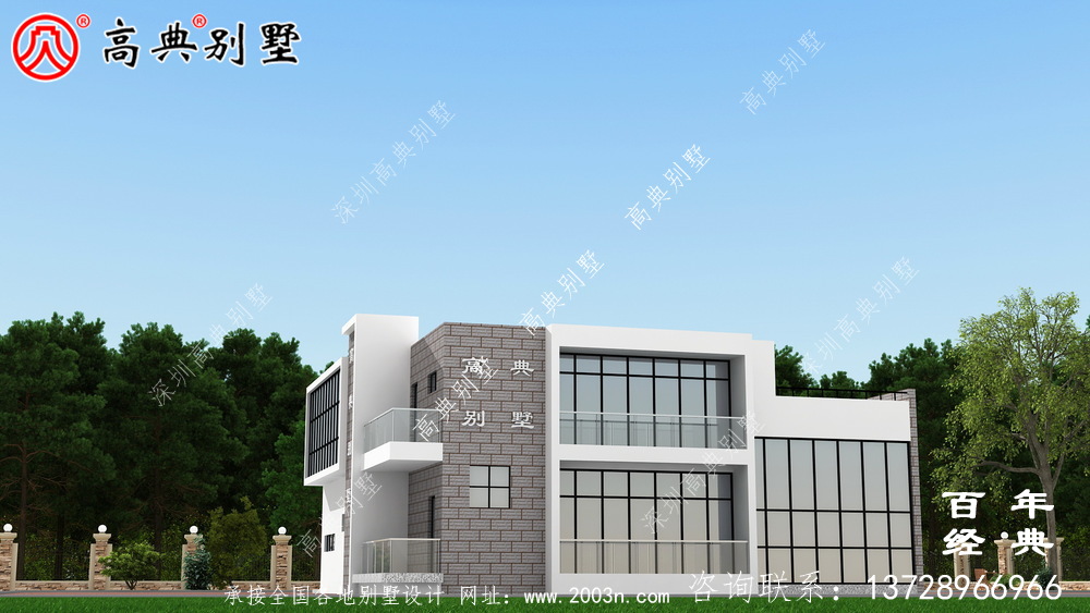 現(xiàn)代兩層別墅外觀設(shè)計圖_農(nóng)村別墅設(shè)計圖