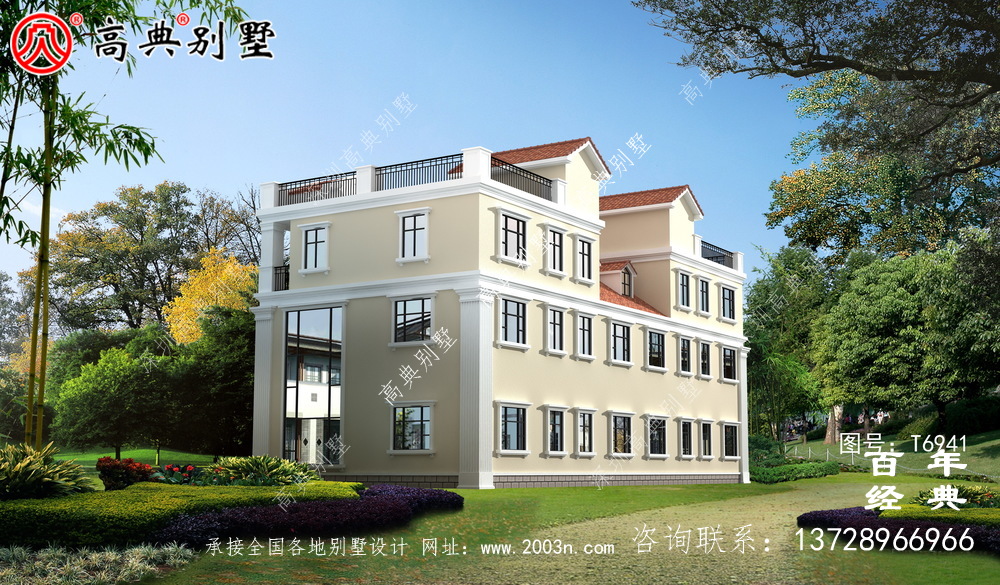 三層大復(fù)式歐式雙拼別墅_農(nóng)村三層自建房設(shè)計(jì)圖