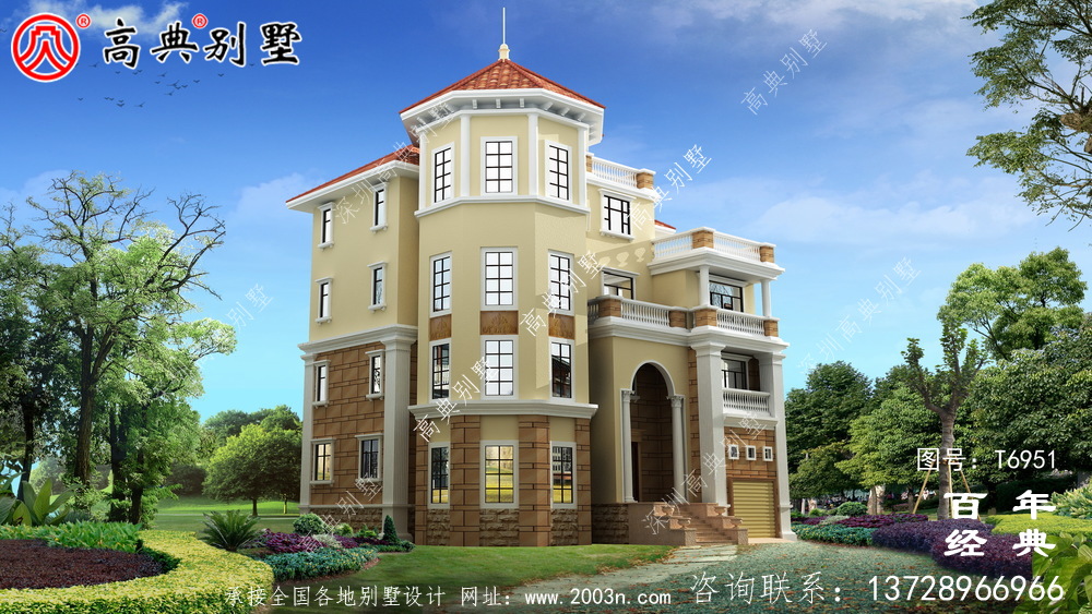 四層帶車庫農村自建房屋效果圖_農村別墅設計圖