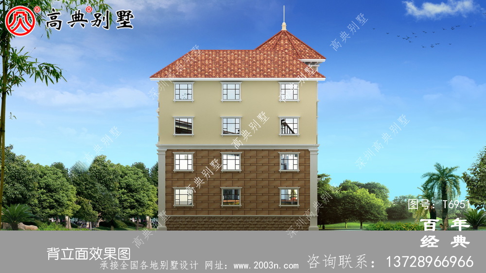 四層帶車庫農村自建房屋效果圖_農村別墅設計圖