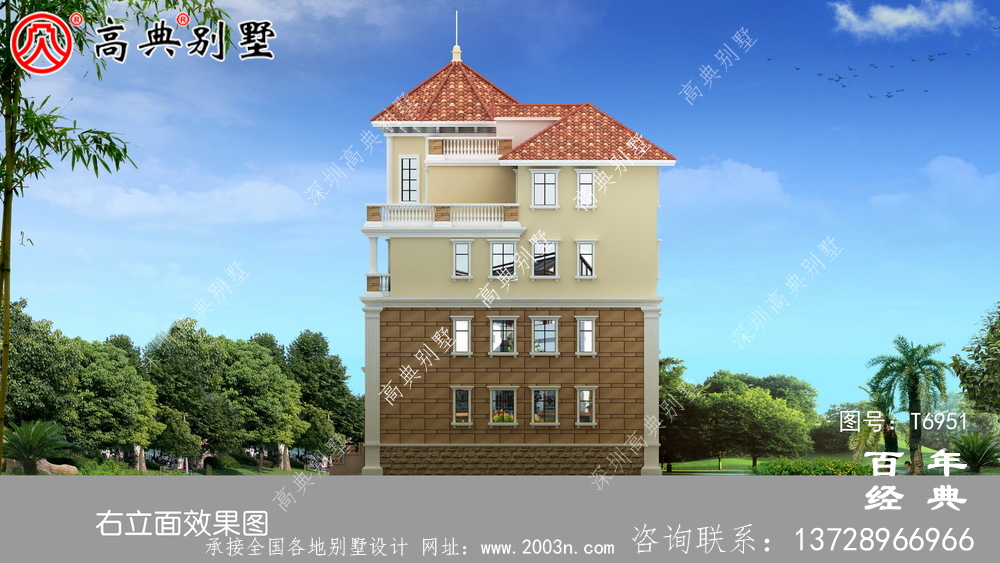 四層帶車庫農村自建房屋效果圖_農村別墅設計圖