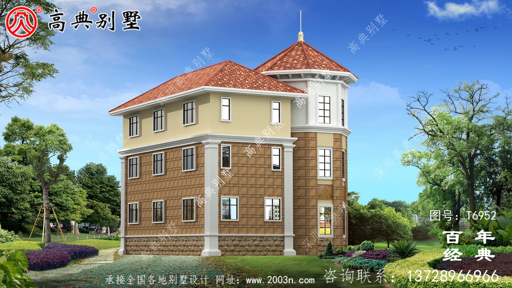 新歐式三層別墅設計效果圖及施工圖_農村別墅設計圖紙