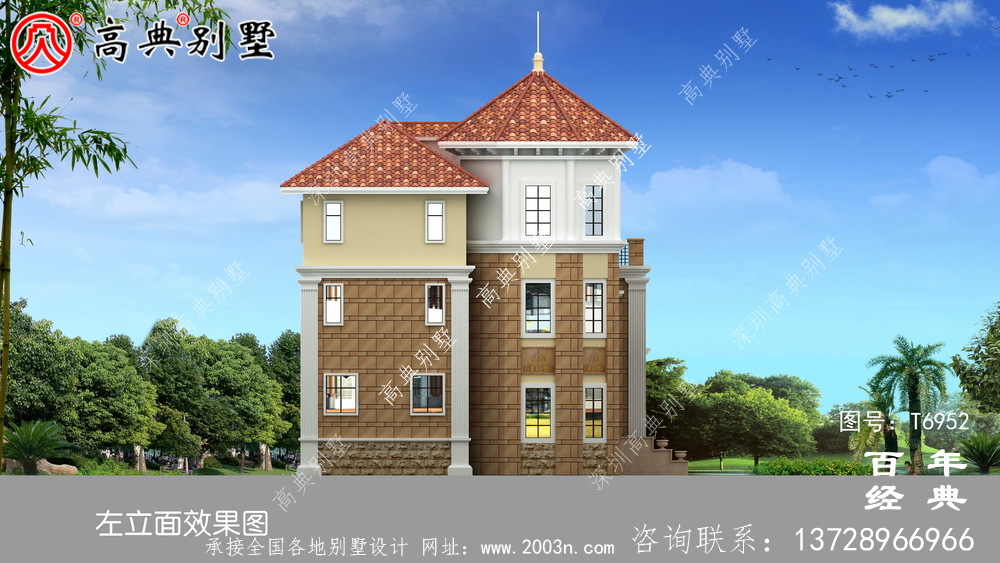 新歐式三層別墅設計效果圖及施工圖_農村別墅設計圖紙