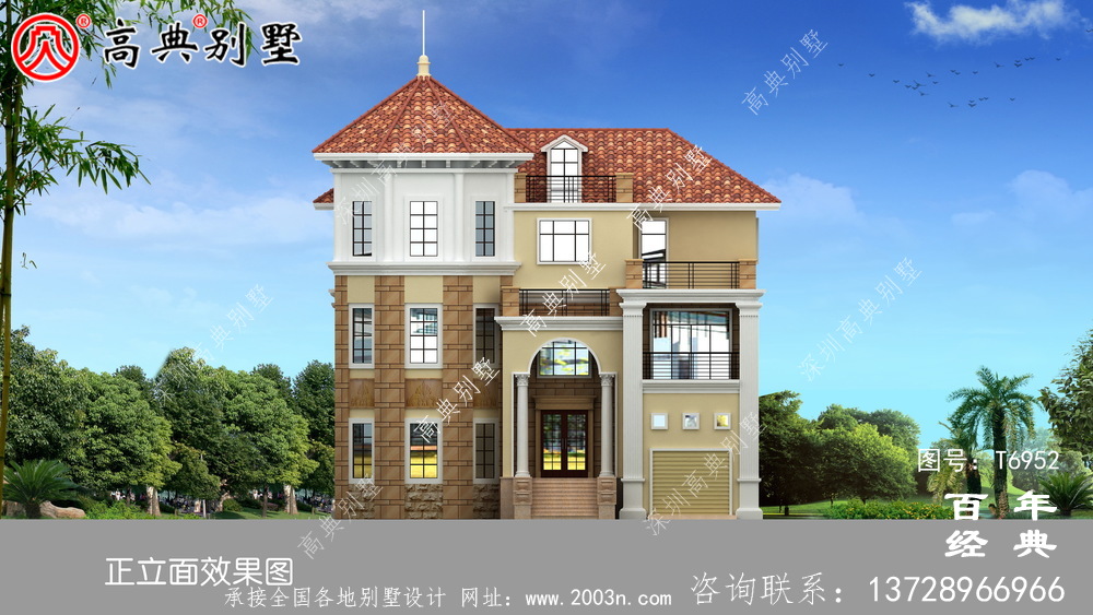 新歐式三層別墅設計效果圖及施工圖_農村別墅設計圖紙