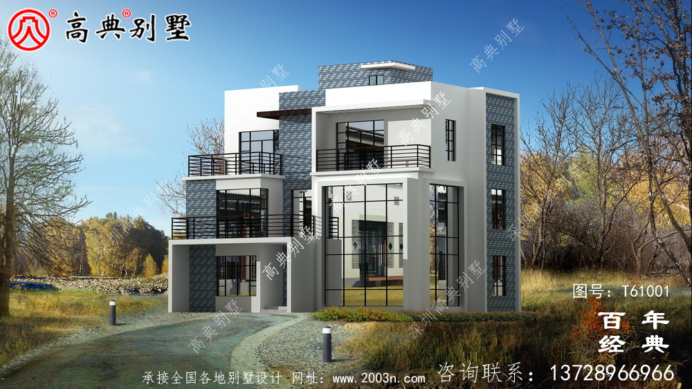 現代復式三層別墅_農村三層自建房設計圖