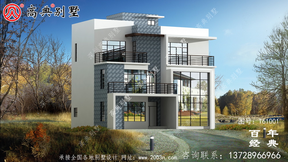 現代復式三層別墅_農村三層自建房設計圖