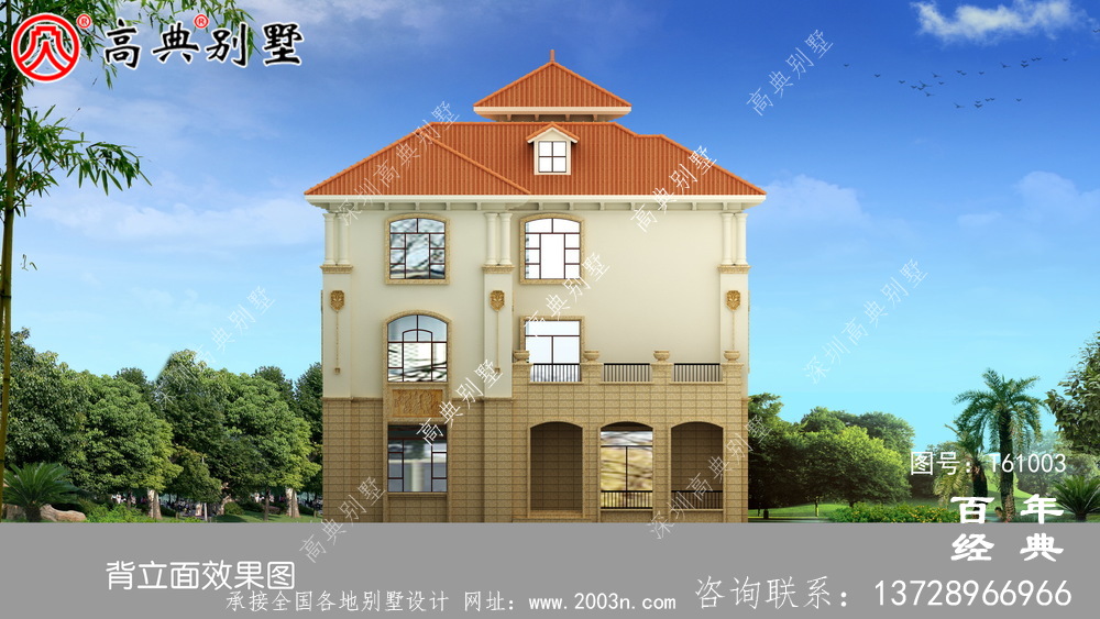 歐式三層復式別墅外觀效果圖_農村三層自建房設計圖