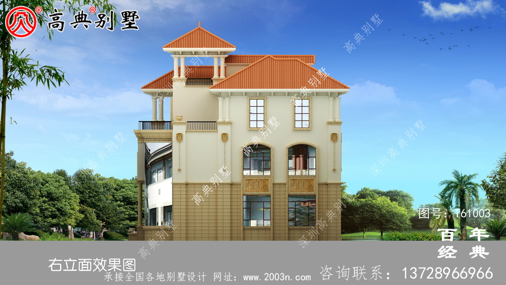 歐式三層復式別墅外觀效果圖_農村三層自建房設計圖