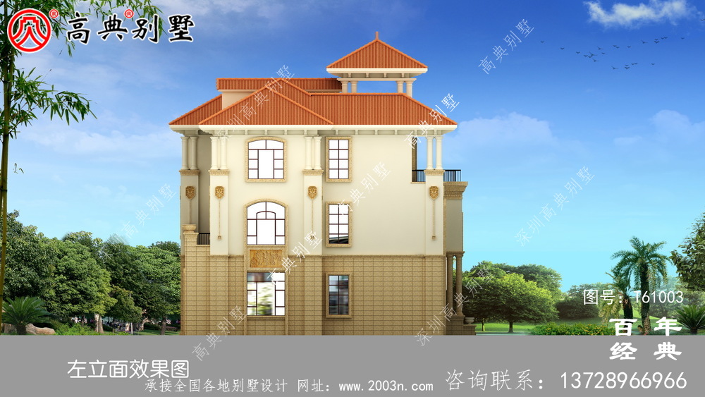 歐式三層復式別墅外觀效果圖_農村三層自建房設計圖