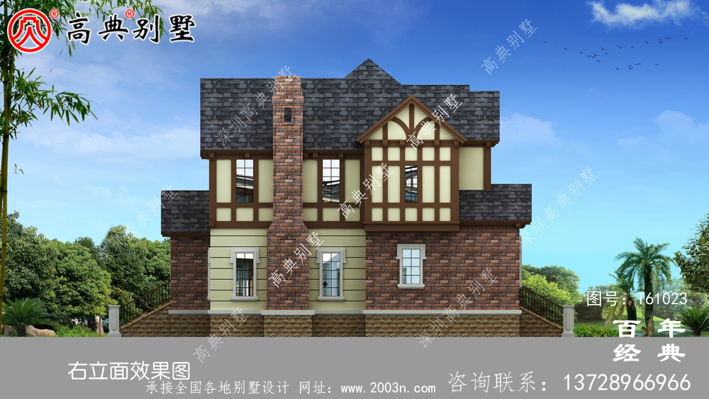 英式風兩層歐式別墅設計圖和效果圖_鄉村兩層別墅設計圖