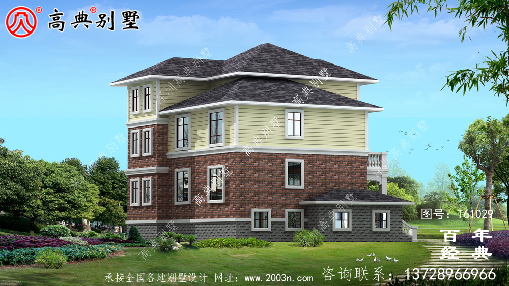三層帶車庫簡歐別墅設計圖紙_農村三層別墅圖紙