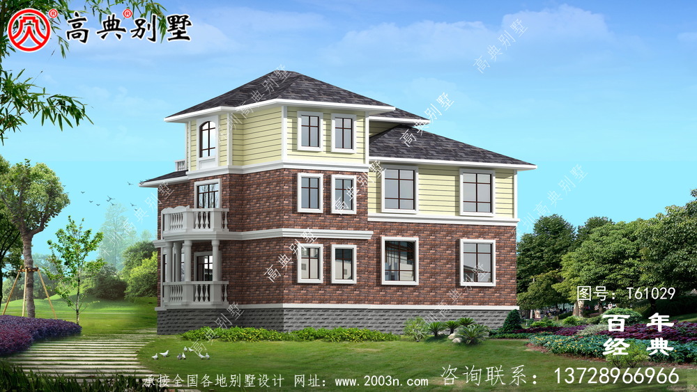 三層帶車庫簡歐別墅設計圖紙_農村三層別墅圖紙