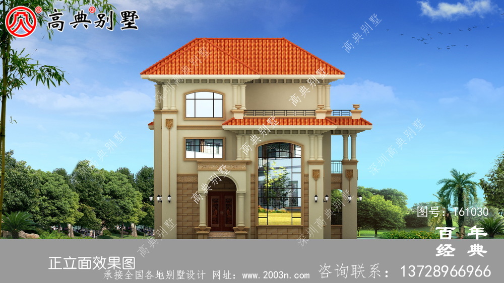 漂亮復式三層簡歐別墅設計圖紙施工圖_農村三層別墅設計