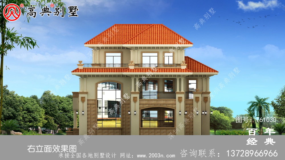 漂亮復式三層簡歐別墅設計圖紙施工圖_農村三層別墅設計