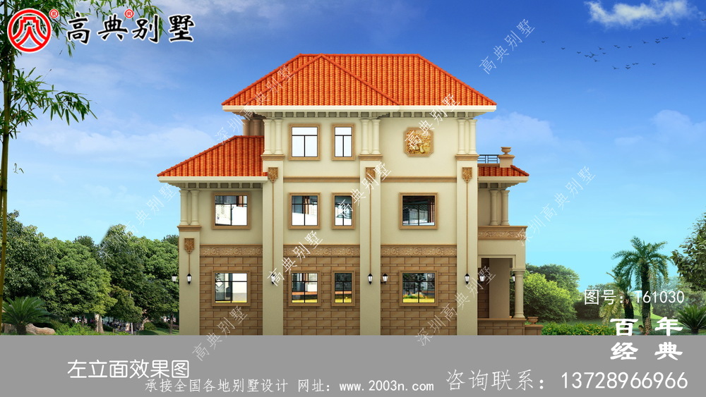漂亮復式三層簡歐別墅設計圖紙施工圖_農村三層別墅設計