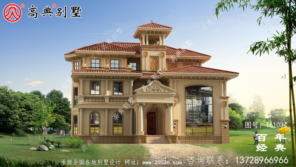豪華三層簡歐別墅設計圖紙施工圖及效果圖_農村三層別墅設計