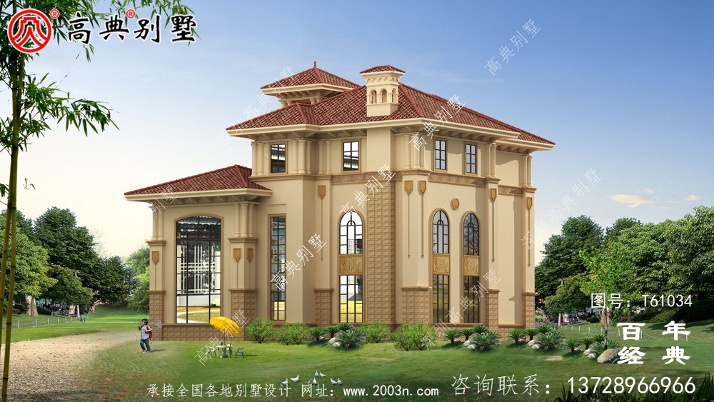 豪華三層簡歐別墅設計圖紙施工圖及效果圖_農村三層別墅設計