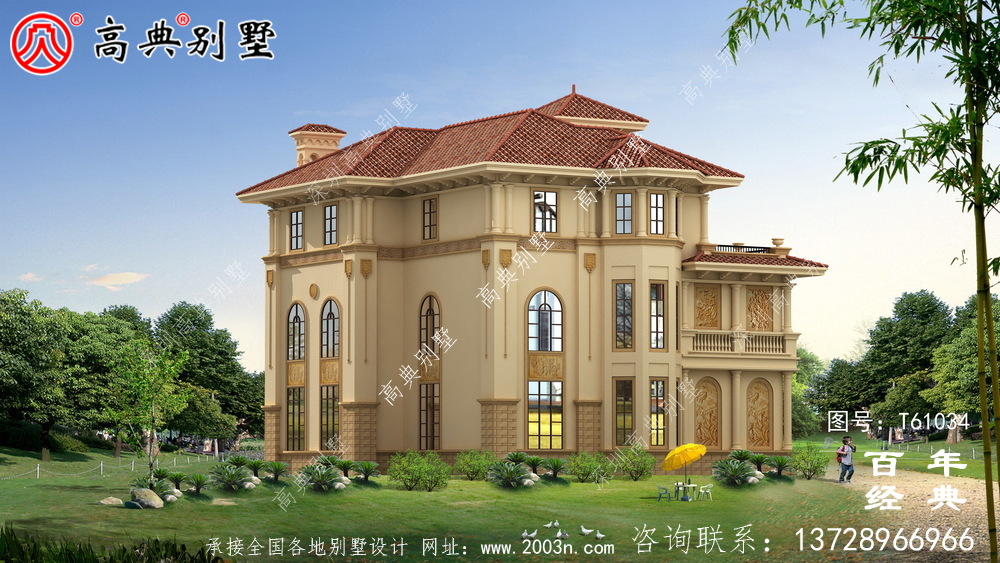 豪華三層簡歐別墅設計圖紙施工圖及效果圖_農村三層別墅設計
