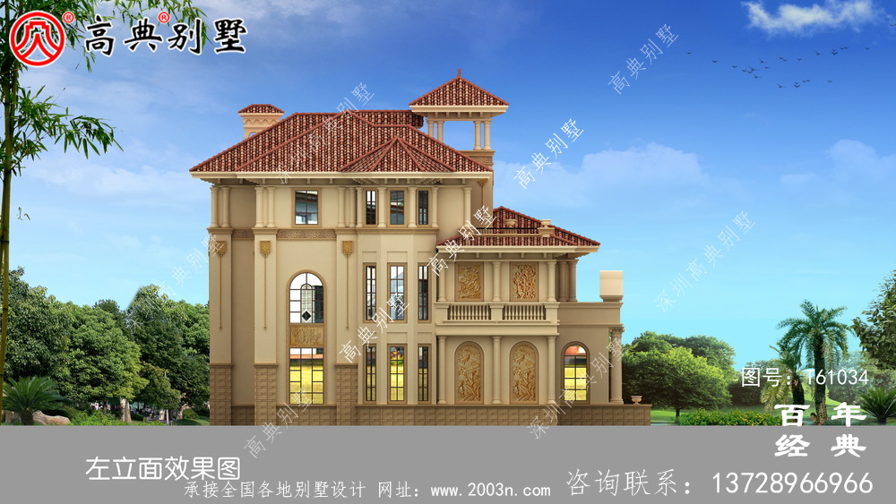 豪華三層簡歐別墅設計圖紙施工圖及效果圖_農村三層別墅設計