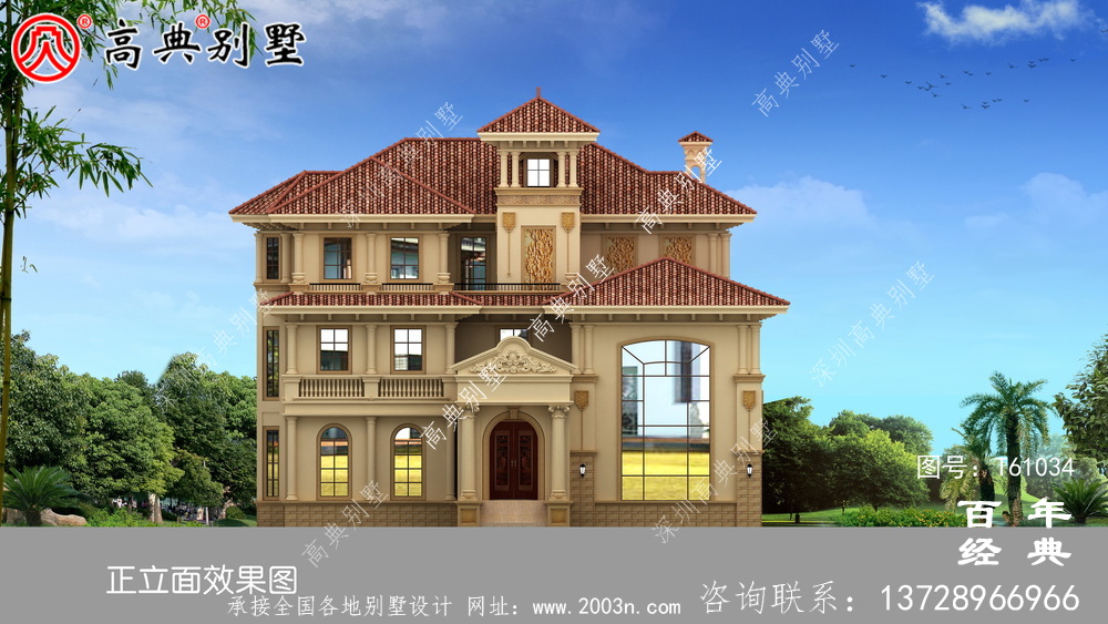 豪華三層簡歐別墅設計圖紙施工圖及效果圖_農村三層別墅設計