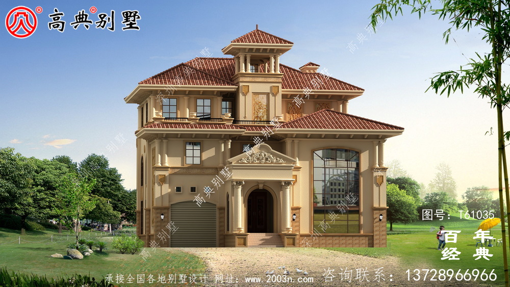 三層復式簡歐別墅設計圖紙施工圖及效果圖_農村三層別墅設計
